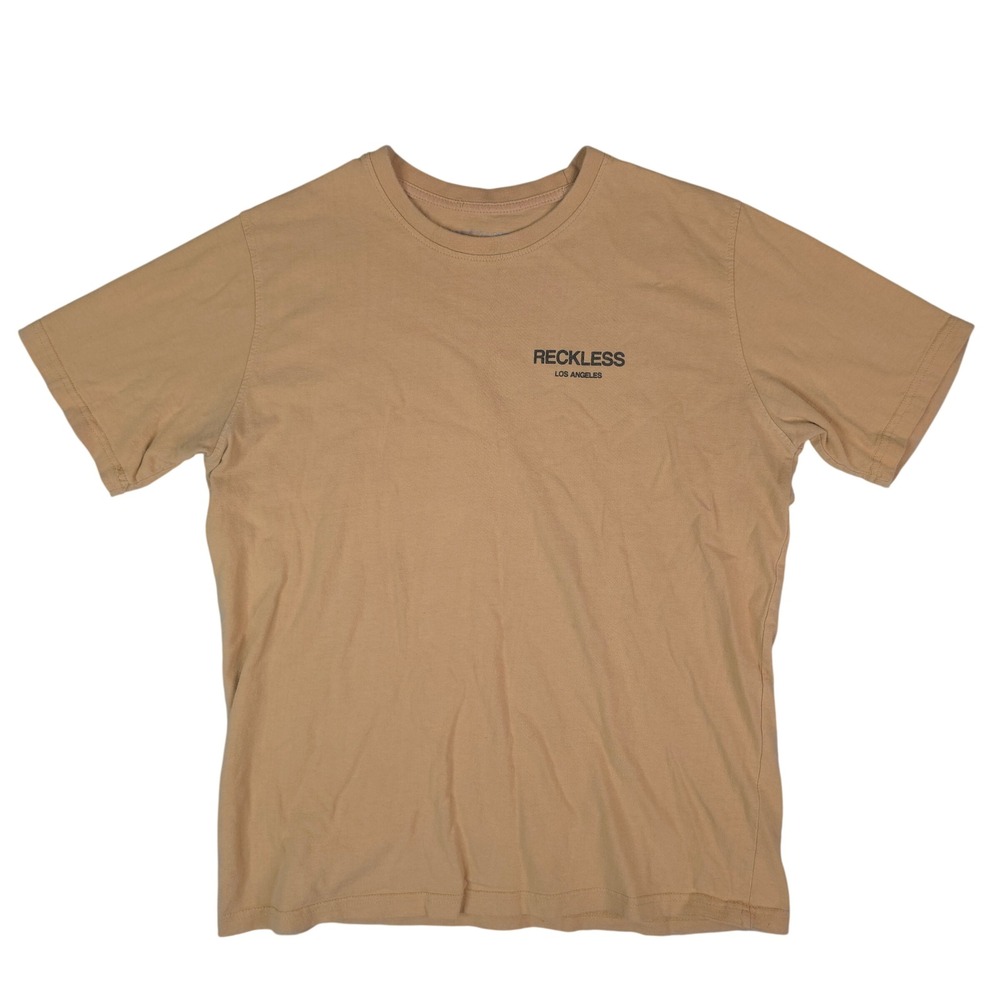 Young & Reckless T-Shirt Mens Large Tan Reckless Los Angeles Graphic Tee